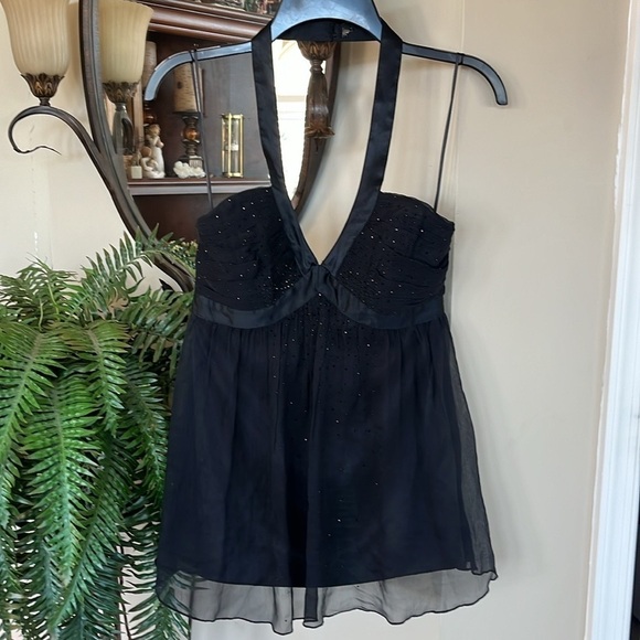 Brand New Express Silk Black V-Neck Swarovski Crystal Jeweled Party Top Dressy - Picture 16 of 16